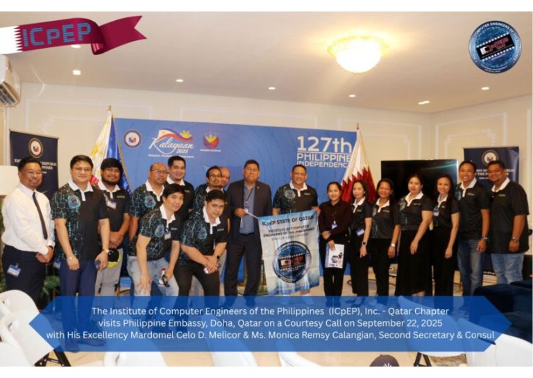 ICpEP Qatar Chapter officers and members on a courtesy call to the Philippine Embassy in Doha, Qatar, September 22, 2025